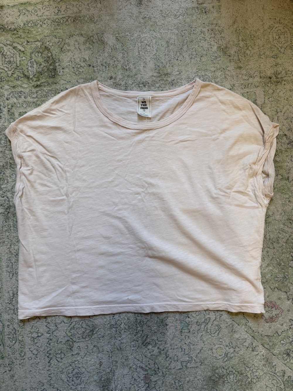 Free People Light Blush Boxy Short Sleeve Tee